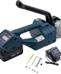 Heavy Duty Portable Cordless Electric Strapping Machine For PP And PET Packing Belts 13 To 16mm With Dual 18V Batteries, tools included.