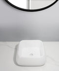 USZWBY Vessel Sinks Modern Minimalist Creative Sink Home Art Above Counter Basin Balcony Bathroom Ceramic Wash Bathroom Bowl Sink on marble countertop with mirror.