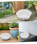 Four Piece Bowl Planter Set For Water Lilies, Lotus And Daffodils Hydroponic Flower Pots For Indoor Gardens, Low Maintenance, No Fuss Watering, Easy Decor For Home Or Office, Versatile Plant Pot Combo white bowl planter in garden and office settings