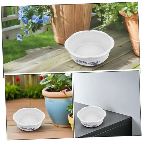 Four Piece Bowl Planter Set For Water Lilies, Lotus And Daffodils Hydroponic Flower Pots For Indoor Gardens, Low Maintenance, No Fuss Watering, Easy Decor For Home Or Office, Versatile Plant Pot Combo white bowl planter in garden and office settings