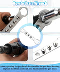 Pro Grade Car Cordless Rivet Gun Adapter Kit For Drill Universal Riveting Tool with Four Rivet Heads shown in detail.