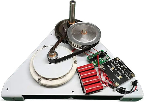 Internal view of Foot Powered Pedal Generator With Built In Energy Storage For Emergency Power And Off Grid Charging, gears visible