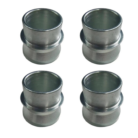 Heavy Duty High Misalignment Spacer Kit Converts One Half Inch Heim Joint Rod End Bore To Three Eighths Inch For Universal Mechanical Linkages Four Pack Durable Construction And Reliable Strength., four chrome-plated steel spacers