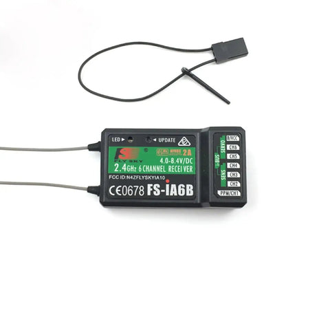 Six Channel 2.4GHz AFHDS2A Receiver With Dual Antennas, FS-iA6B Model for RC Gear, Compatible with I6 Series Transmitters.