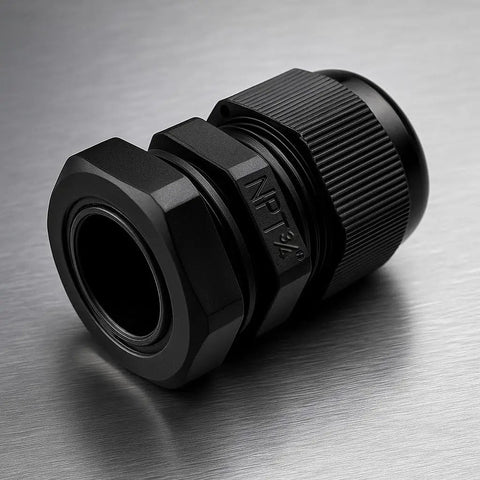 Three Quarter Inch NPT Strain Relief Heavy Duty Nylon Cord Grip Cable Glands Black Plastic Grommets Pack Of 20 Fits One Half To Seven Tenths Inch Cables