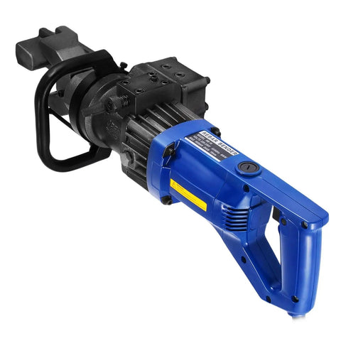 Pro Level Electric Hydraulic Rebar Bender Built To Go Toe To Toe With 5 8 Inch Steel Bars and a user-friendly blue handle.