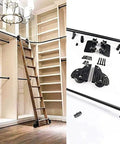 Rolling Library Ladder Rail Kit Sliding Hardware For Round Tube Track System No Ladder Included For Garage And Closet Mounts Carbon Steel Black Finish 13ft 400cm Length