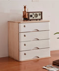 Wooden Filing Cabinet With Lock And Four Drawer Design For Office And Home Storage on a desk