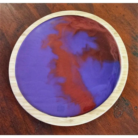 Dope 14 Inch Bamboo And Resin Lazy Susan Rotating Serving Tray For Dining Tables And Vanities Modern Centerpiece