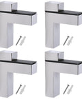 Set Of 4 F Shaped Glass Shelf Brackets Adjustable Zinc Alloy Wall Mounts For Home Kitchen And Bathroom Sturdy No Fuss Install Modern Storage Solution