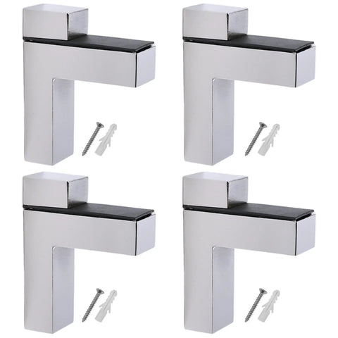 Set Of 4 F Shaped Glass Shelf Brackets Adjustable Zinc Alloy Wall Mounts For Home Kitchen And Bathroom Sturdy No Fuss Install Modern Storage Solution