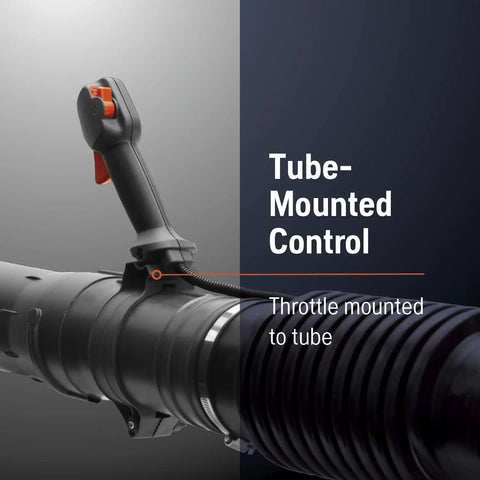 Tube-mounted control on Beast Gas Backpack Leaf Blower With 75.6cc 4.59-HP 2-Cycle Power, 1000 CFM Air Volume, 220 MPH Blowing Speed