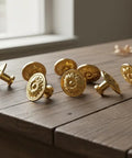 12 Pack Vintage Floral Drawer Knobs Set With Zinc Alloy Cabinet Pulls And Handles on wooden table, flower design detail