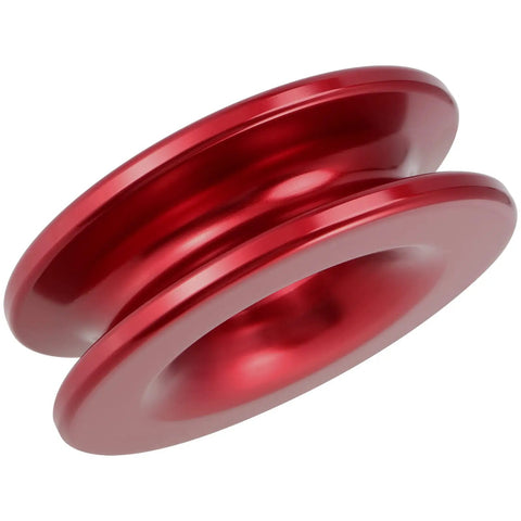 Two Pack Aluminum Snatch Recovery Ring, Red, 41,000 Lb Capacity, fits 3/8 or 1/2 inch winch ropes, side view of ring