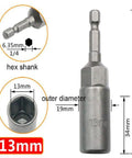 Evenoonest 8 Pc Deep Reach Socket Adapter Kit Made From Hardened Crv Steel With Strong Magnetic Tip For Heavy Duty Screw Removal And Installation Tasks. 13mm hex shank adapter, 80mm length