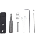 Rock Solid 35Mm Concealed Hinge Drilling Jig With Quick Grip Positioning For Cabinet Installation And Furniture Assembly Machined From Heavy Duty Aluminum Alloy tool set with drill bits and wrenches.
