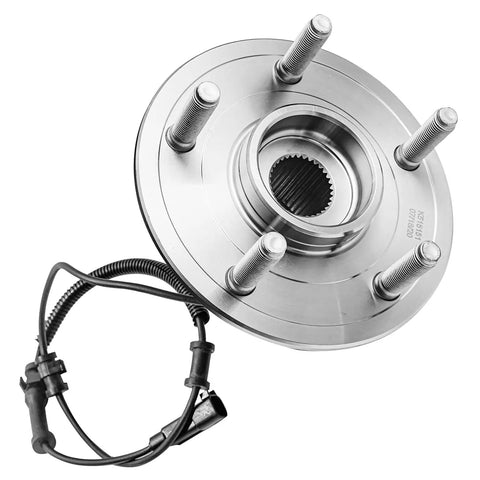 Heavy Duty Front CV Axles And Wheel Bearing Hubs Kit For 2012 To 2018 Ram 1500 Four Wheel Drive close-up of wheel bearing hub with 5 bolt flange.