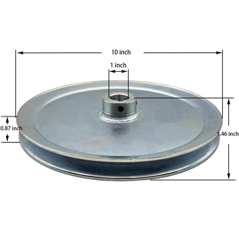 Boss Grade 10 Inch Diameter Single Groove V Belt Pulley For A, B, 5L And 4L V Belts With 1 Inch Bore Motor Pulley Carbon Steel 1020 Zinc Plated
