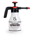1.5L upside down garden pump sprayer with handle and nozzle for versatile spraying.