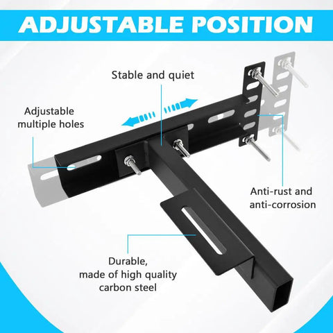 2 Pack Heavy Duty Adjustable Headboard Brackets For Metal Bed Frame With Universal Footboard Extension Kit Fits Queen King Twin showing durable carbon steel construction and adjustable holes.