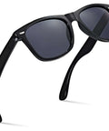Polarized Sunglasses For Men And Women With UV400 Protection, Classic Vintage 80s Shades, gloss black frame, side view