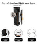 Upgraded Mortise Lock Set For Interior Doors With Antique Vintage Crystal Glass Knobs And Skeleton Key, Reversible Display