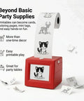 Kids Mini Thermal Printer With Screen Preview For Party Cards And Coloring Pages No Sweat Inkless Printing Gadget For Sweet Diy Gift Tags and Awesome Family Creativity Session, red unit printing fun illustrations.
