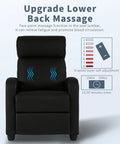 Massage Recliner Chair With Footrest In PU Leather Plush Padded Wide Seat Wingback Sofa For Living Room And Home Theater Comfy