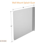 Stainless Steel Wall Mount Splash Guard For Commercial Restaurant Hand Sink And Compartment Prep Sink ETL Certified 26 Inches Wide 20 Inches High Durable 18 Gauge One Point Two Millimeters Thick Stainless Steel Construction Beefy, showing side view angle