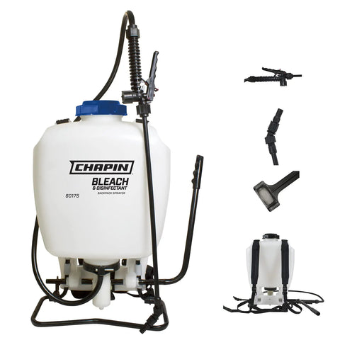 4 Gallon Backpack Sprayer For Bleach And Disinfectants With Durable Seals And Translucent White Tank Easy Adjustable Nozzle