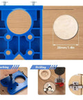 This Heavy Handed 35mm Concealed Door Hinge Drilling Jig Kit Delivers Laser Precision With Rugged Alloy Bits and marking features.