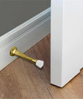 3-Inch Stainless Steel Door Stops With White Rubber Cushion, Polished Brass Finish, Wall Or Door Mount, Built Tough Cast Construction