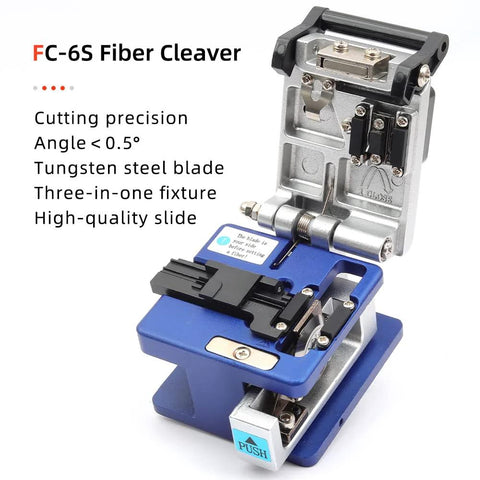 FC-6S fiber cleaver tool set with blue base and metal housing, Amazon Tools