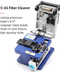 FC-6S fiber cleaver from FTTH Fiber Optic Tool Kit With VFL Visual Fault Locator All In One Convenience Optical Power Meter FC 6S Cleaver Cable Stripper SC FC Adapters Cable Tester Dust Free Cleaning Paper Portable Case Bag, showing open cutting mechanism.