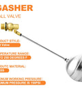 3/4 inch float ball valve with stainless steel float and brass body for water tank control