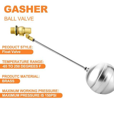3/4 inch float ball valve with stainless steel float and brass body for water tank control