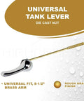 Chrome Toilet Tank Flush Lever Handle With Metal Nut 8 Inch Arm Length Replacement Kit Pack Of 2 Corrosion Resistant Durable Build