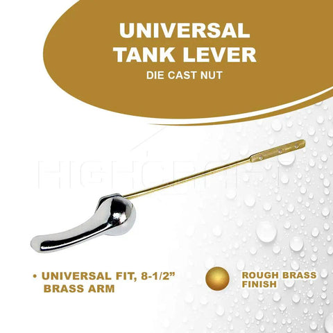 Chrome Toilet Tank Flush Lever Handle With Metal Nut 8 Inch Arm Length Replacement Kit Pack Of 2 Corrosion Resistant Durable Build