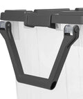 Rugged Pull Along 160 Quart Rolling Storage Tote With Transparent Bottom heavy duty crate swivel handle detail