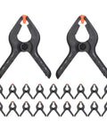 Top Grade Heavy Duty Plastic Spring Clamps Kit With 2 Inch Multi Function Backdrop Clips Perfect For Woodworking DIY Crafts And Studio Use Featuring Lasting Elasticity Portable Design For Office Or Photography Projects Anytime, black 2-inch plastic spring clamps set