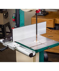 Heavy Duty Resaw Fence Upgrade For 14 Inch Bandsaws Featuring Quick Change Height Rails And Removable Alignment Blocks, mounted on bandsaw.