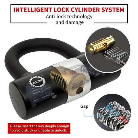 Close-up of intelligent lock cylinder system on Beefy 180cm Long 6ft Heavy Duty Motorcycle Chain Lock With 12mm Hex Links.