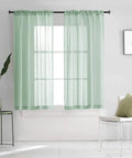 Christmas Green Semi Sheer Curtains With Linen Look Light Filtering Rod Pocket Panels for Bedroom and Living Room 52 by 45 Inch Set of 2