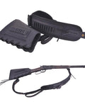 Rifle Buttstock Cover With Leather And Waxed Canvas Cushion, Matching Gun Sling, Recoil Pad, Shell Holder on Hunting Strap