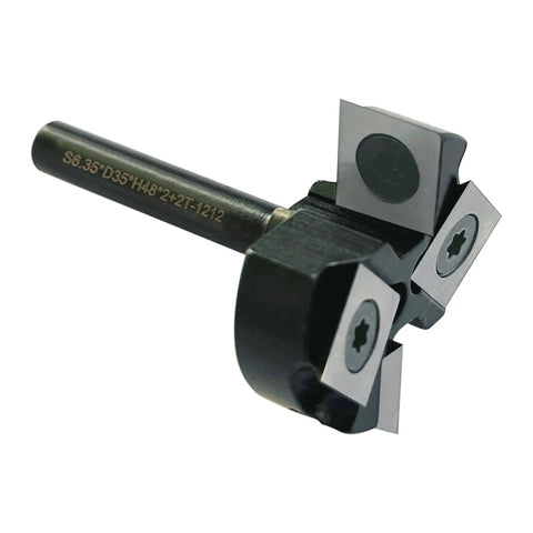 Spoilboard Surfacing Router Bit For CNC Woodworking, 1/4 Inch Shank, 1-3/8 Inch Cutting Diameter, 2 Plus 2 Insert Carbide Inserts