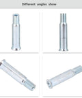 Beefy Steel Inline Skate Axles Kit, 15 Pcs, 35mm Total Length, showing axles from different angles to highlight screw threads.