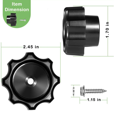 Wall Hydrant Handle Kit For Mansfield 300 400 500 Series Outdoor Faucets With Frost Proof Wheel Grip And Screw Easy Install Replacement Rugged Outdoor Valve Upgrade Ready showing dimensions and parts.