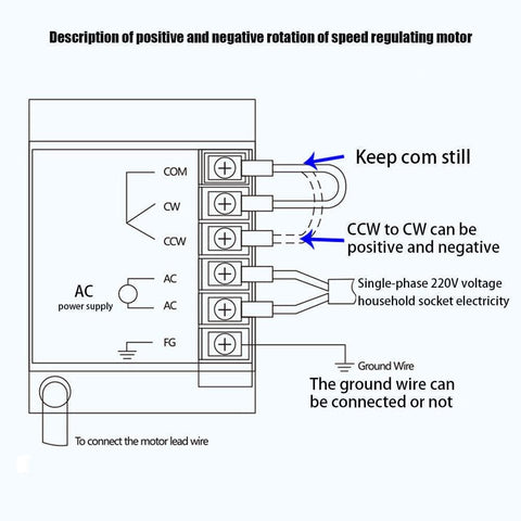 Diagram showing wiring for 110V 40W AC Geared Motor With Variable Speed Controller For Single Phase Power 90 RPM Beefy Torque Gear Motor