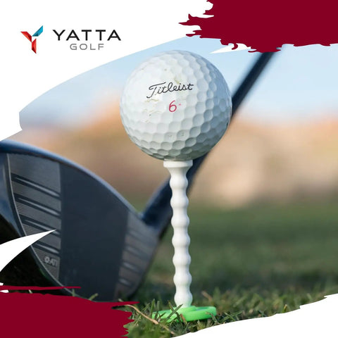 Golf ball on Telos Adjustable Golf Tees For Consistent Drives And Lower Scores Unbreakable Build That Lasts A Season 6 Pack Lucky Green