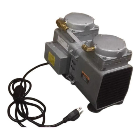 High Flow Vacuum Pump Delivering Dead Silent Operation And Top Shelf Build For Lab Work and Shop Jobs, featuring dual motor and durable housing.